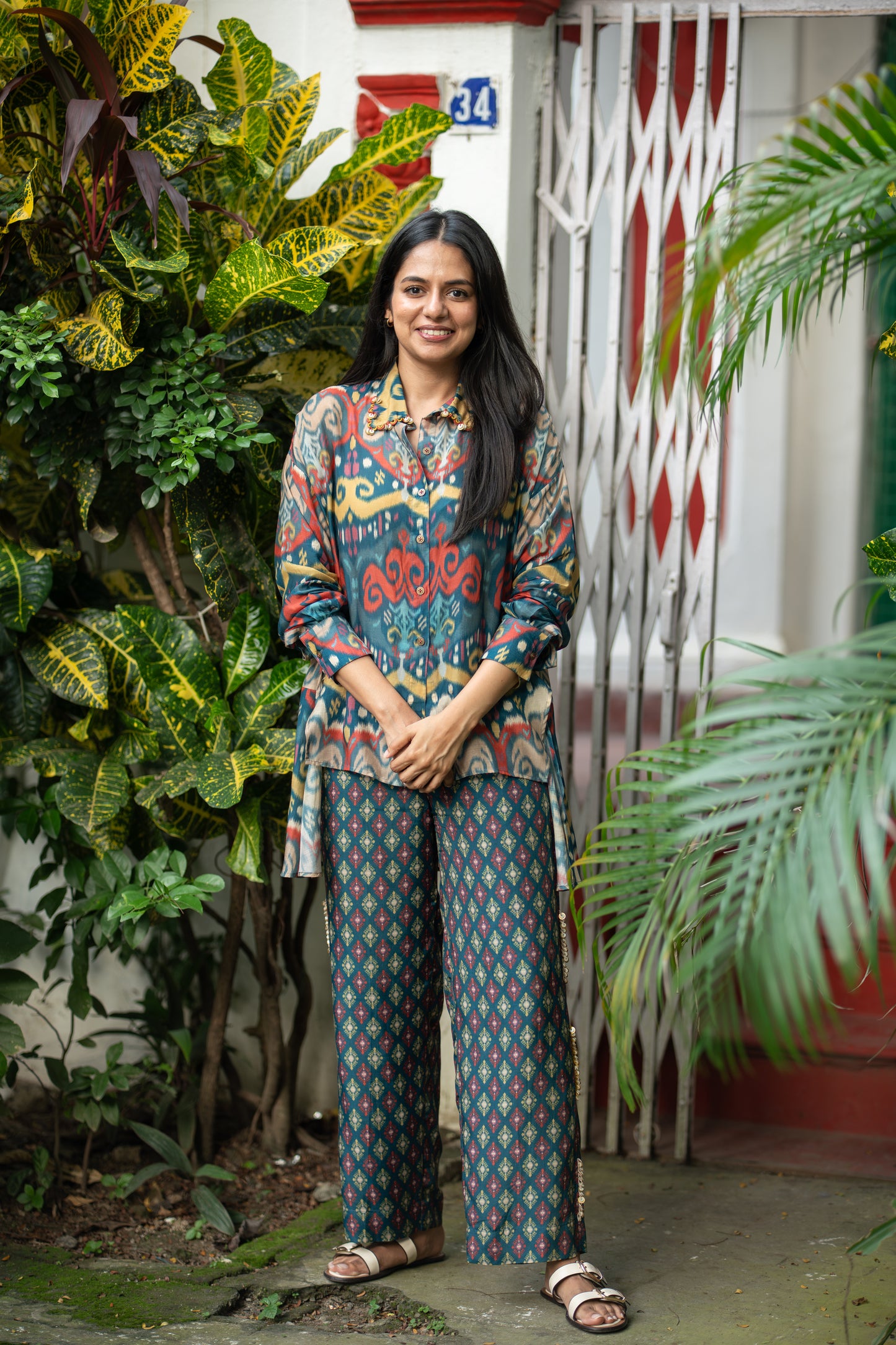 OS shirt set/ ikat combo