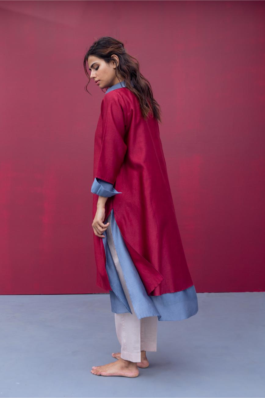 DAHLIA KURTA maroon navy