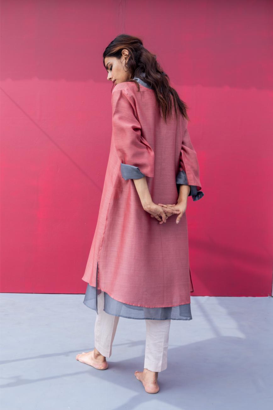 DAHLIA KURTA peach grey