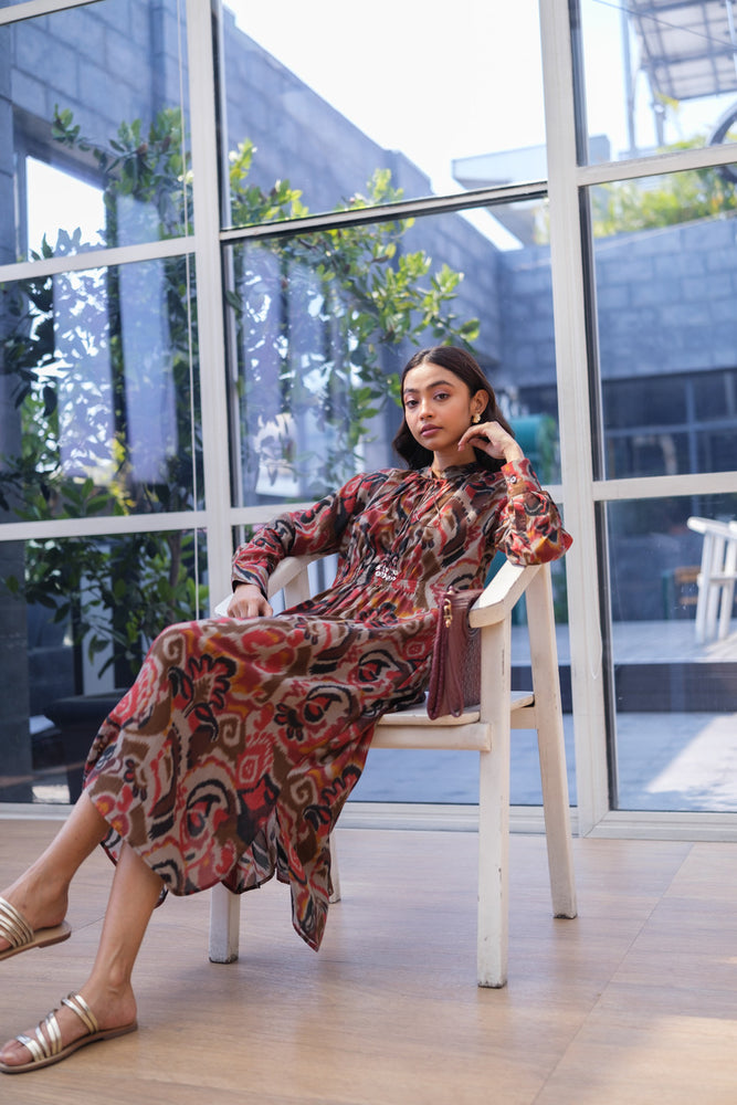
                  
                    GATHER DRESS dark ikat
                  
                