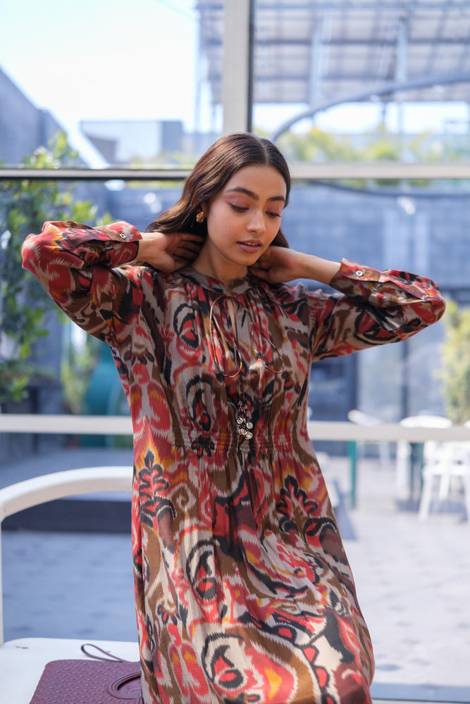 
                  
                    GATHER DRESS dark ikat
                  
                