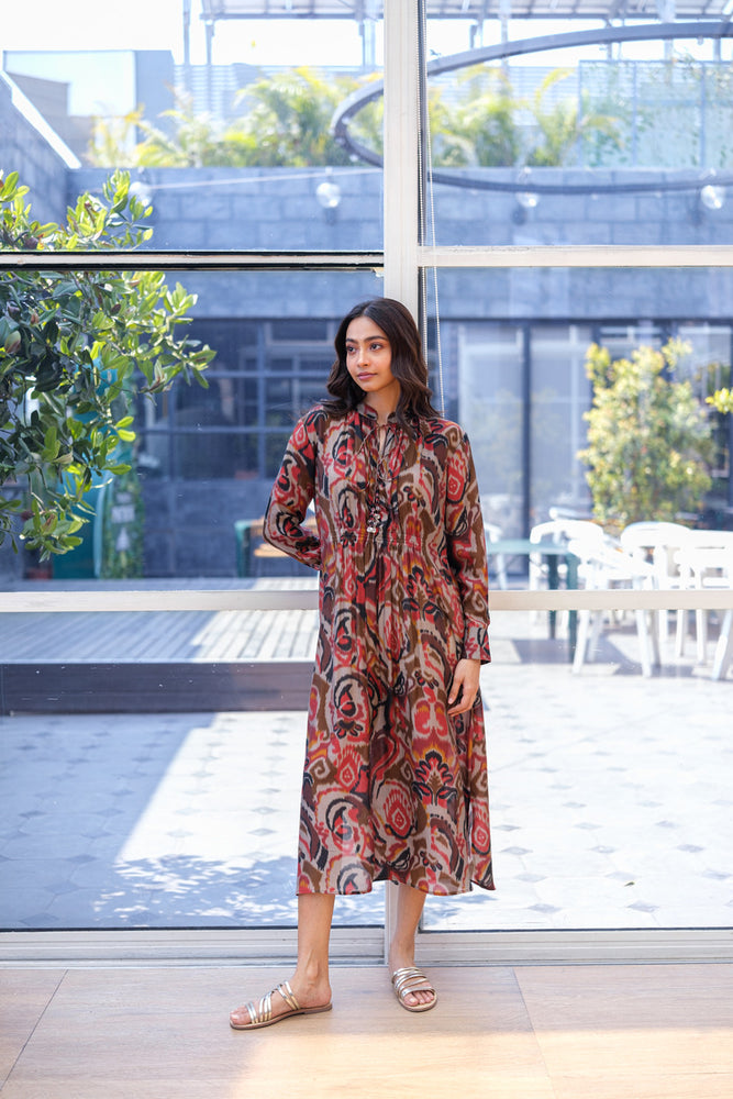 
                  
                    GATHER DRESS dark ikat
                  
                