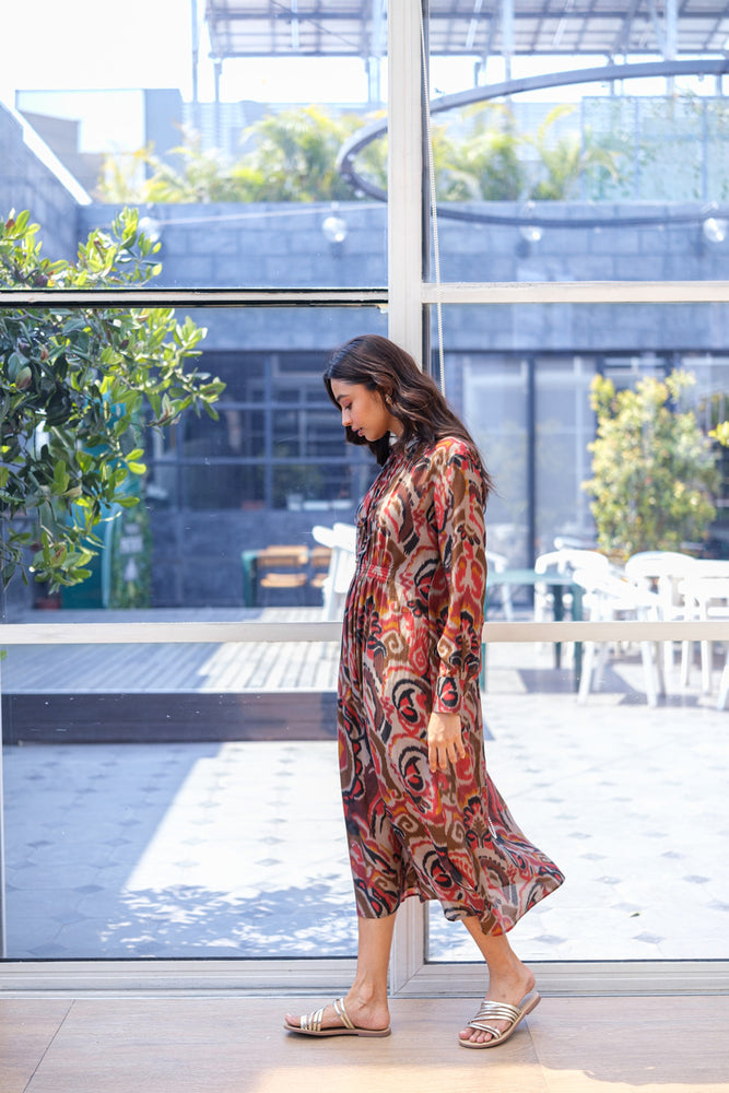 
                  
                    GATHER DRESS dark ikat
                  
                
