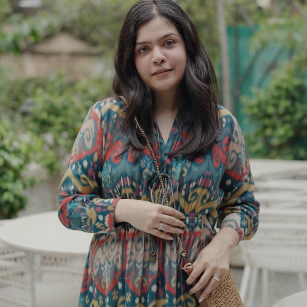 Gather dress/ikat combo