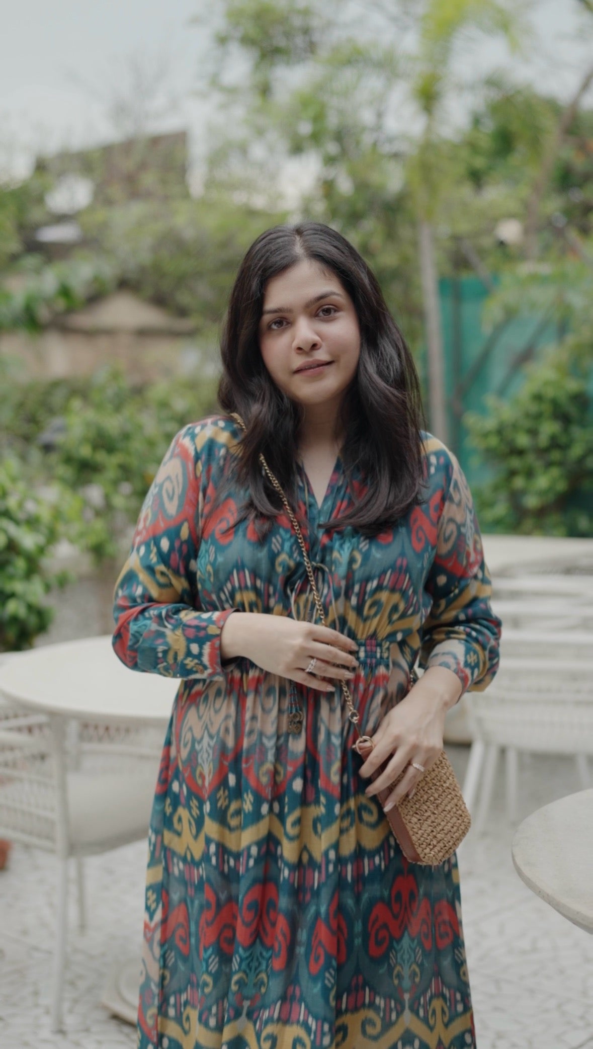 Gather dress/ikat combo