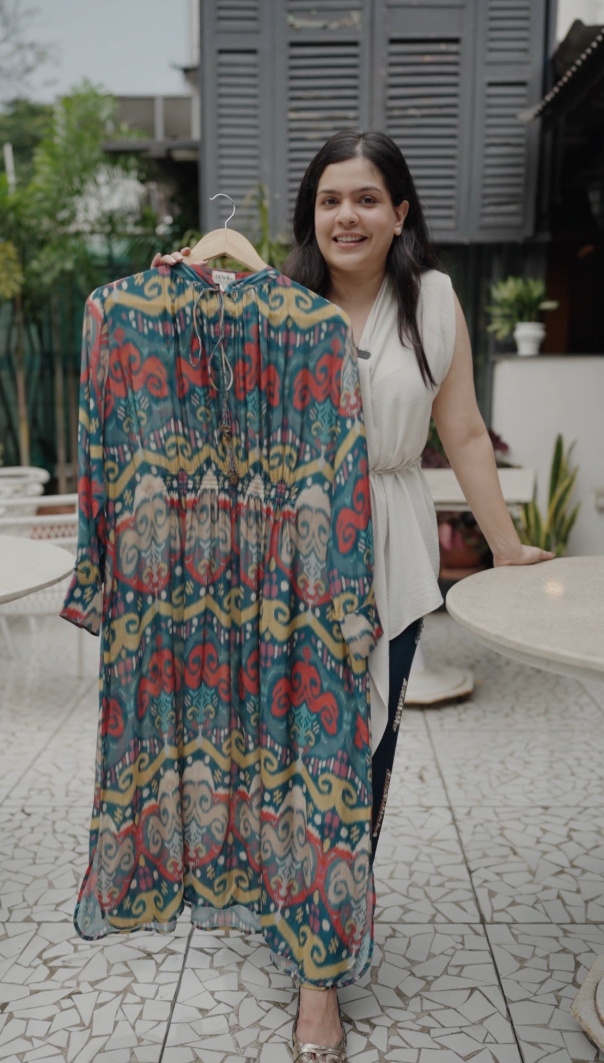 Gather dress/ikat combo