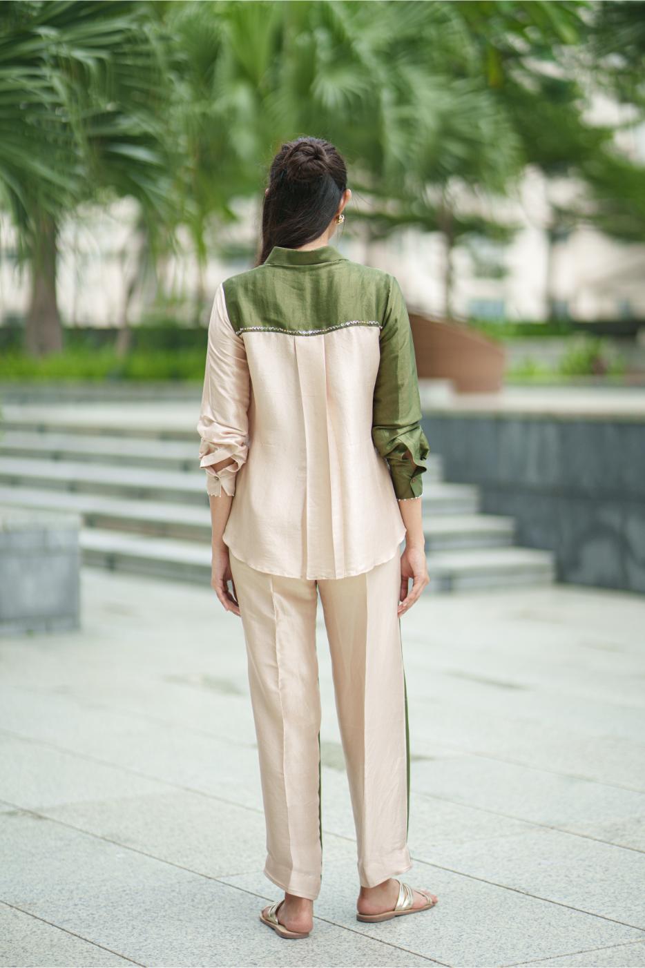 JASMINE SHIRT & PANT olive cream beige