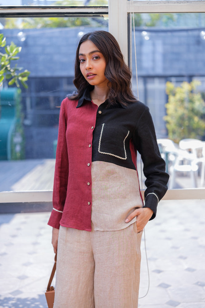 
                  
                    3 PANEL LINEN SET maroon black
                  
                
