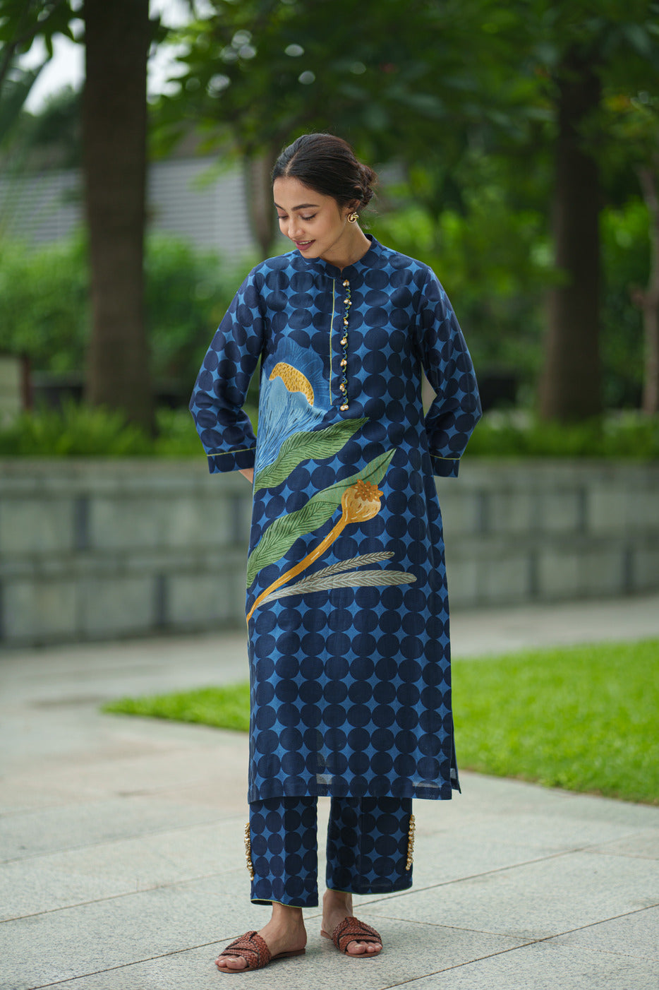 POPPY KURTA & PANT placement blue sparkle