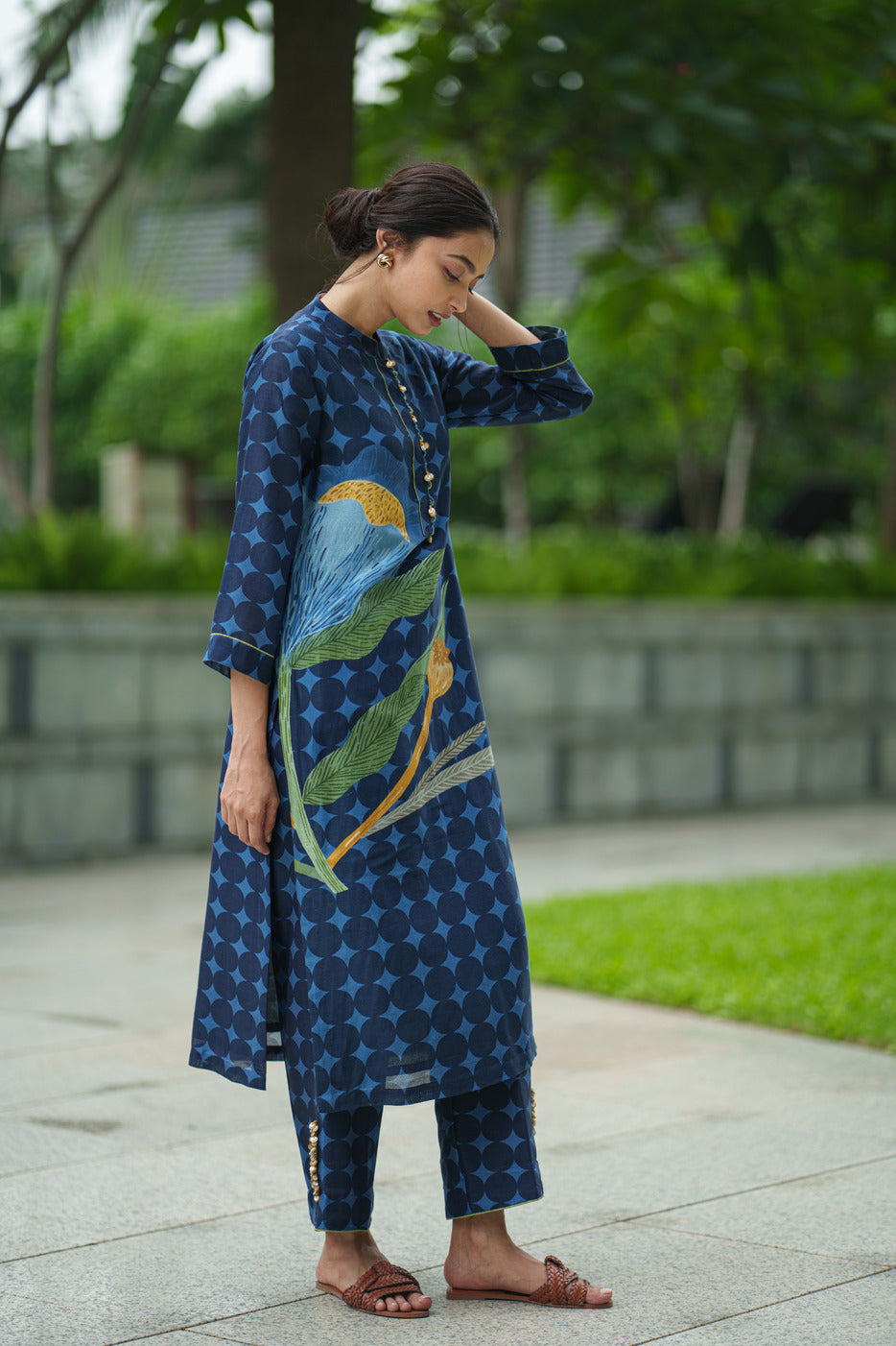 POPPY KURTA & PANT placement blue sparkle