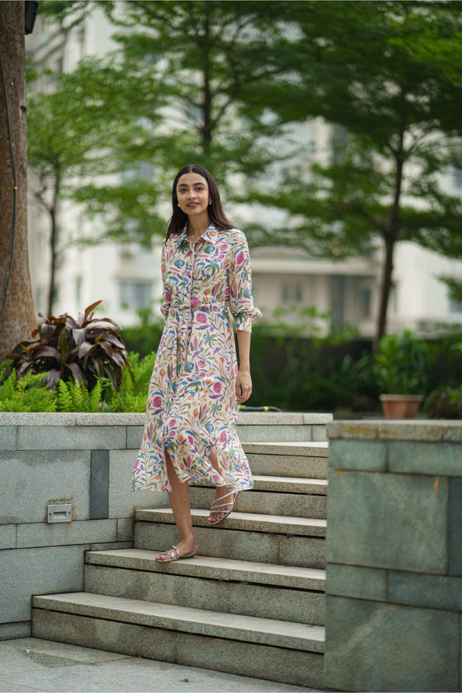 
                  
                    SILK TIE DRESS cream jaal
                  
                