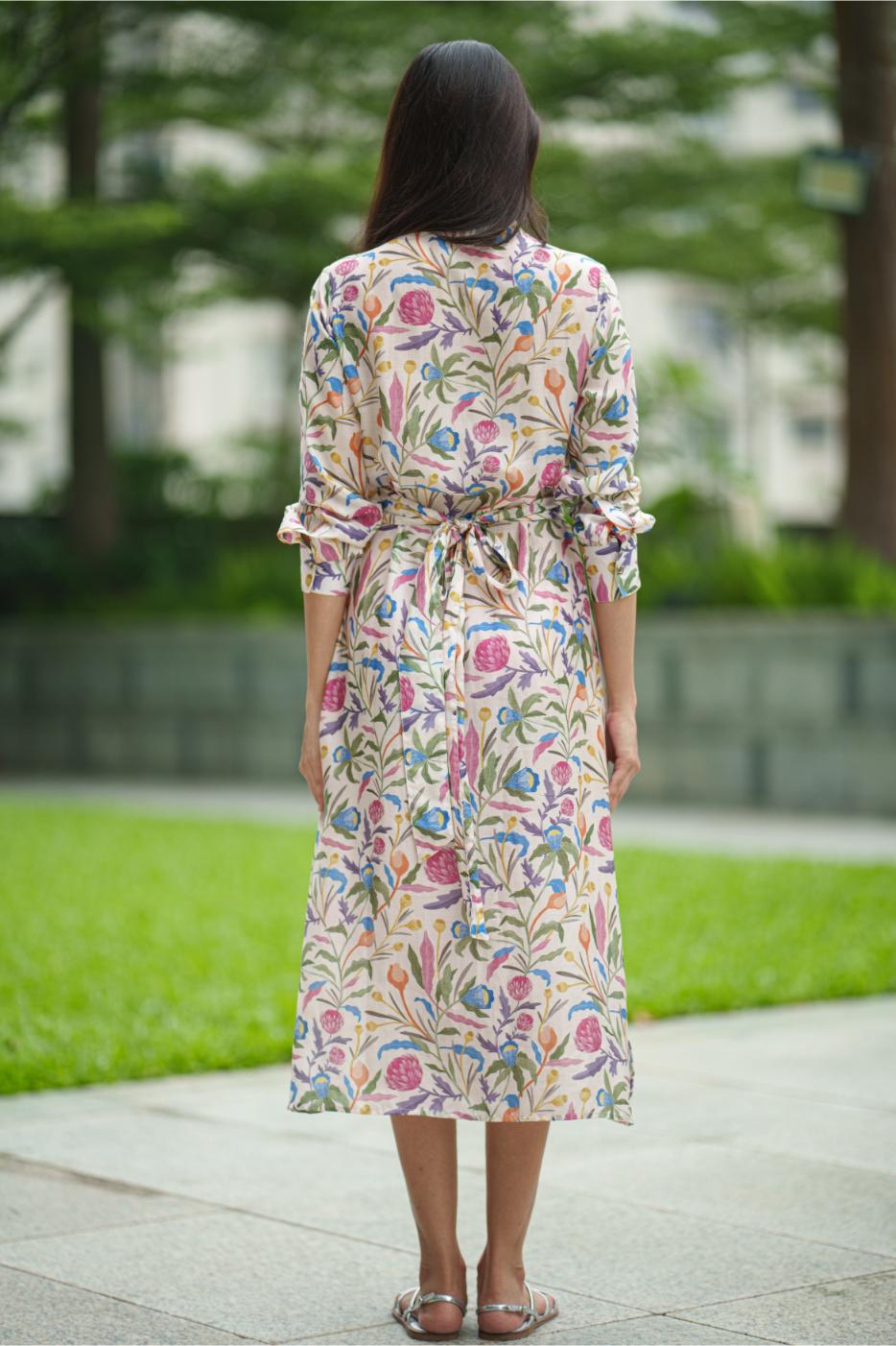 MUSLIN TIE DRESS cream jaal