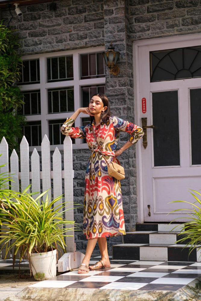 
                  
                    MUSLIN TIE DRESS multi ikat
                  
                