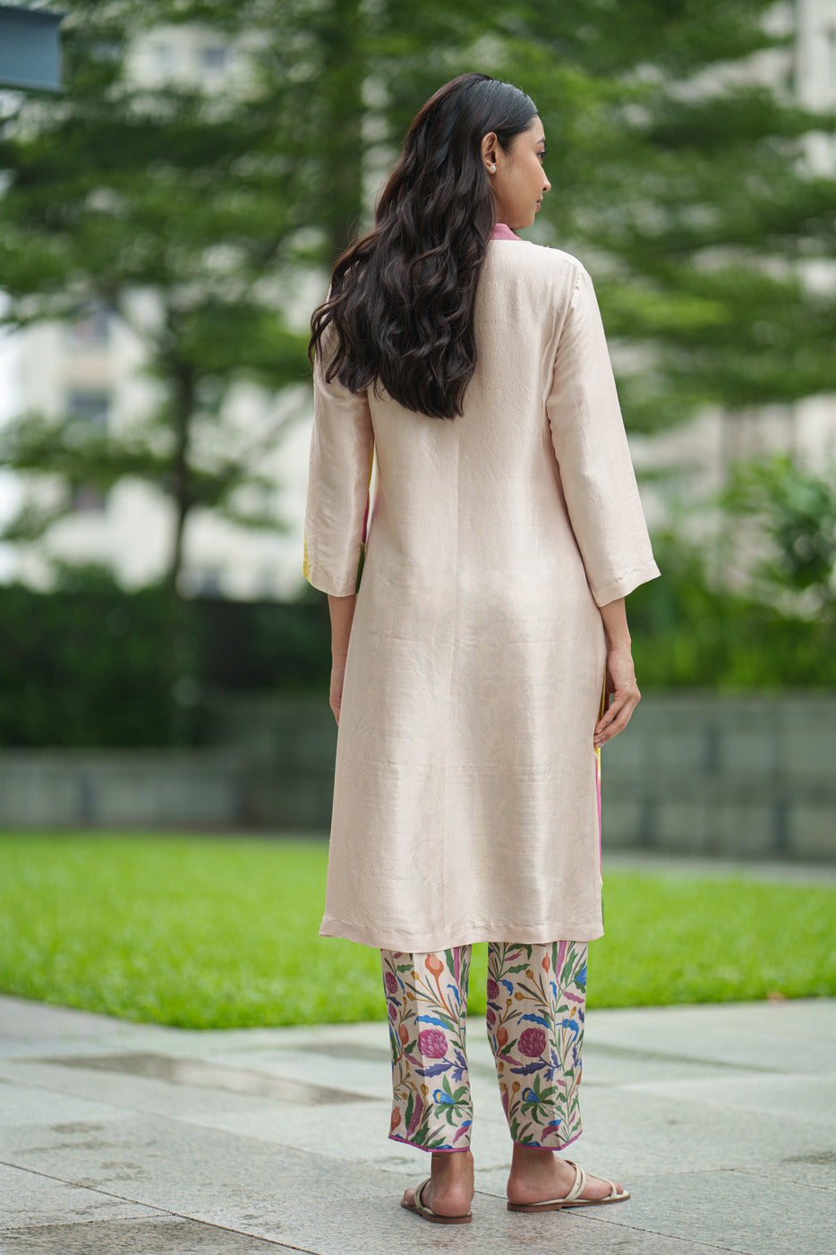 ANASTASIA TIE DYE KURTA SET cream jaal
