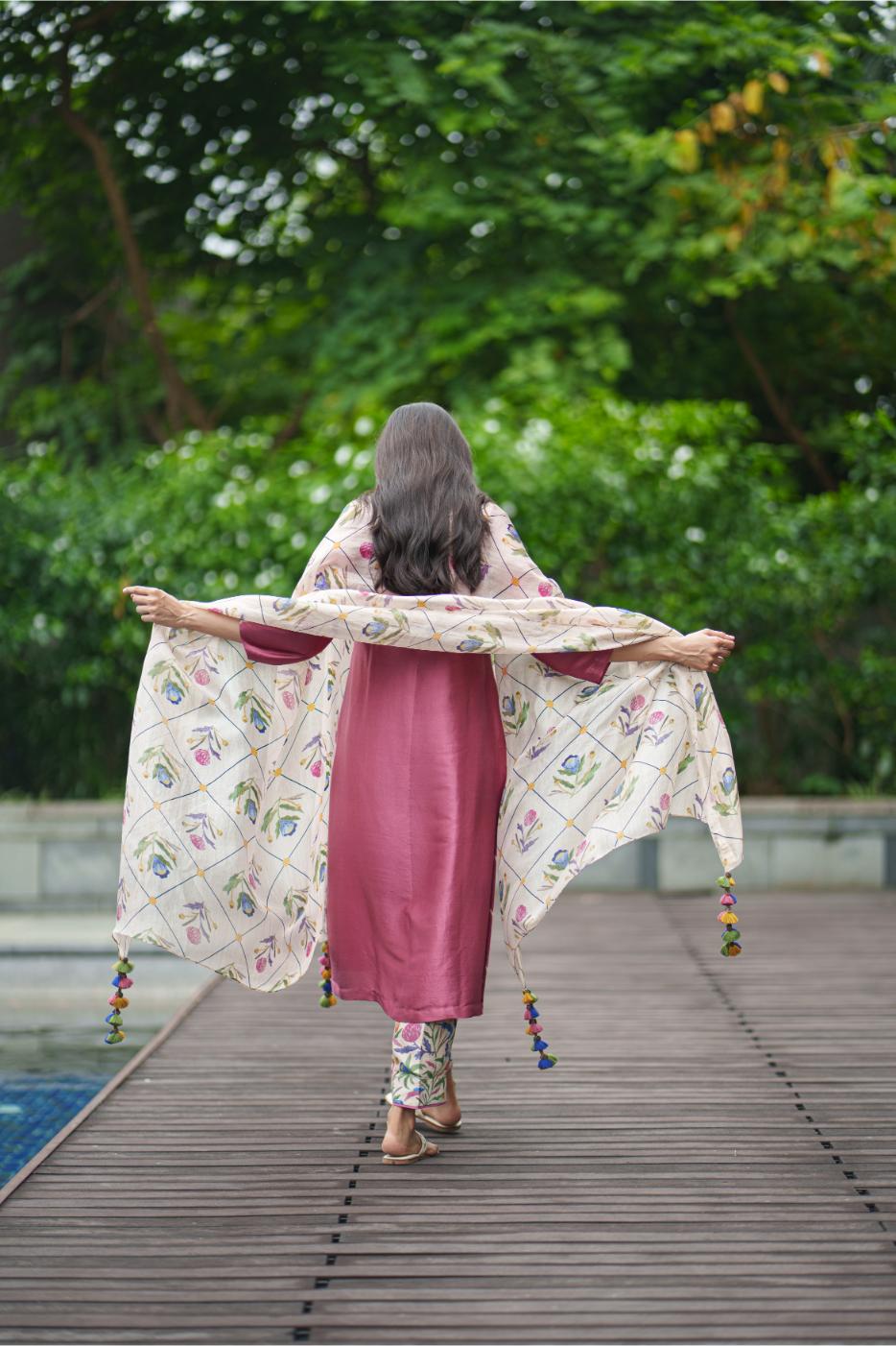 ORGANZA DUPATTA cream jaal