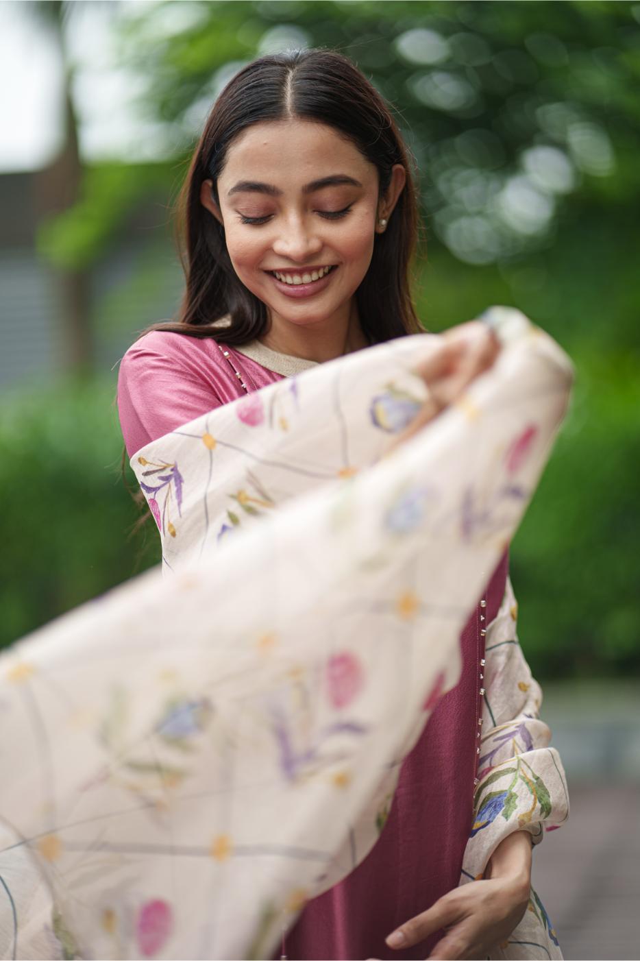 ORGANZA DUPATTA cream jaal