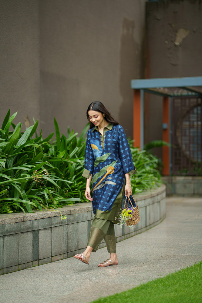 
                  
                    DAHLIA 2 LAYER KURTA & PANT placement blue olive
                  
                