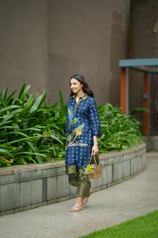 
                  
                    DAHLIA 2 LAYER KURTA & PANT placement blue olive
                  
                