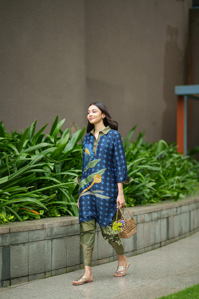 
                  
                    DAHLIA 2 LAYER KURTA & PANT placement blue olive
                  
                