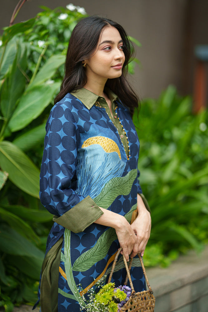 
                  
                    DAHLIA 2 LAYER KURTA & PANT placement blue olive
                  
                