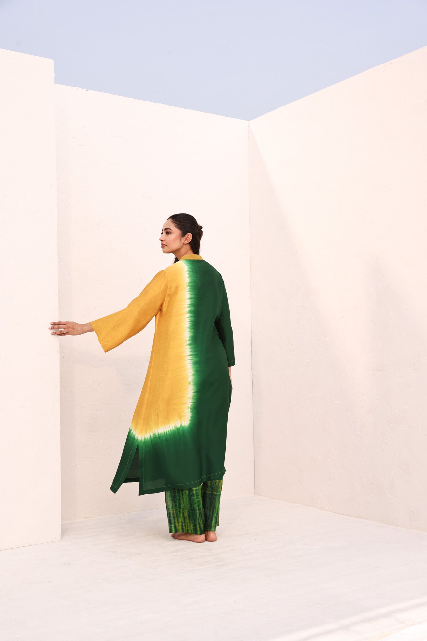 DEMI KURTA/ GREEN - YELLOW