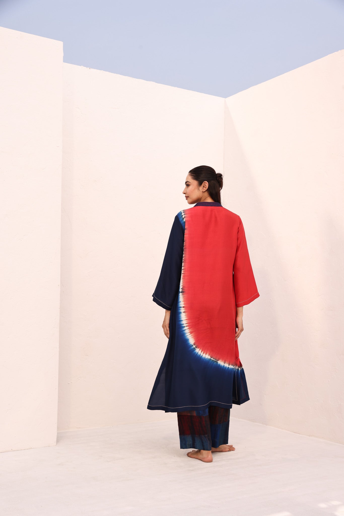 DEMI KURTA/ TOMATO - NAVY