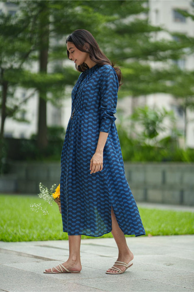 
                  
                    GATHER DRESS blue wave
                  
                