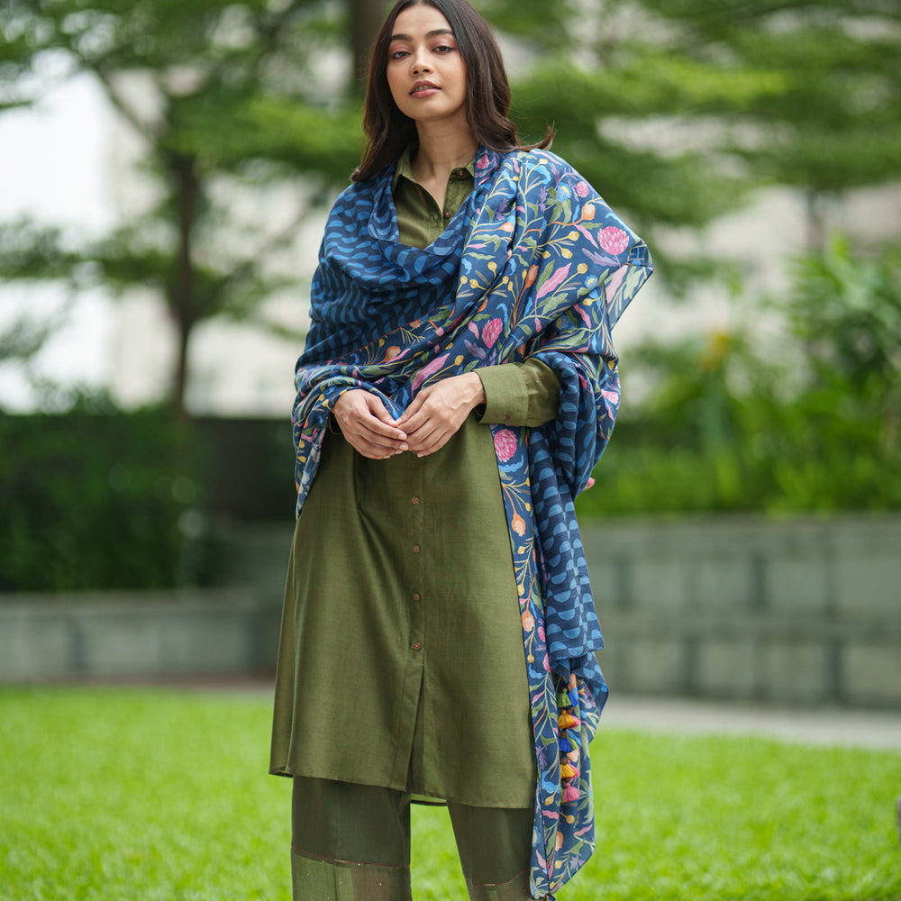 LAVENDER KURTA SET olive blue