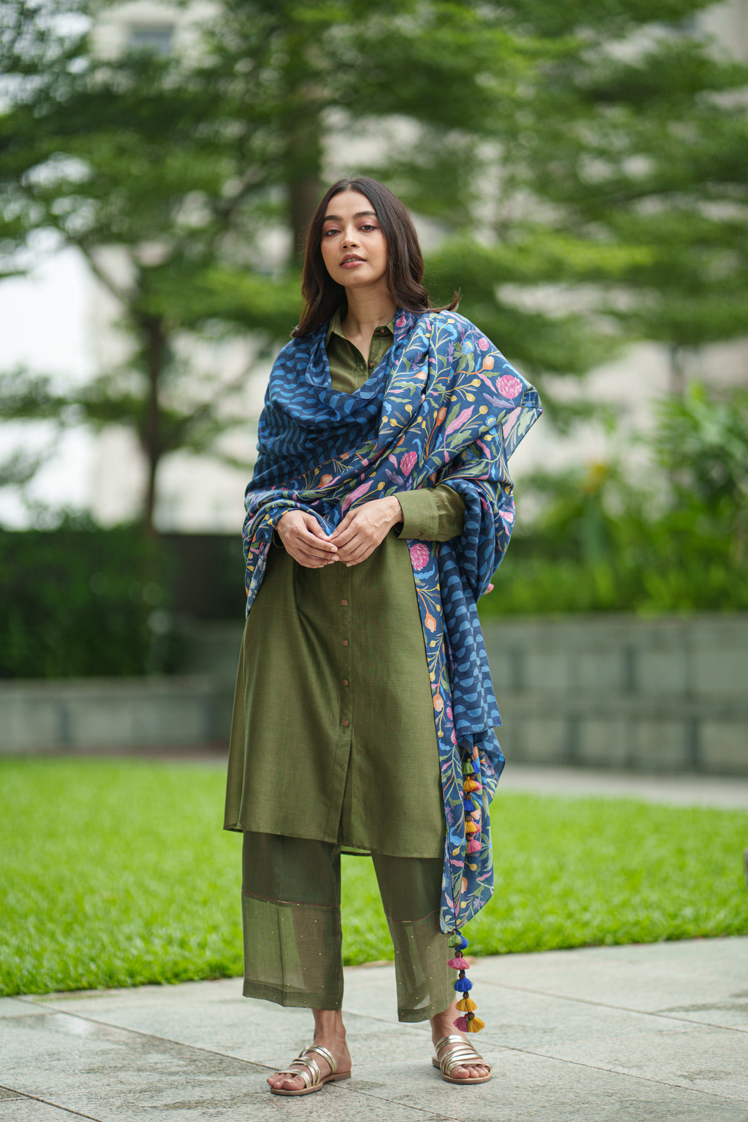 LAVENDER KURTA SET olive blue
