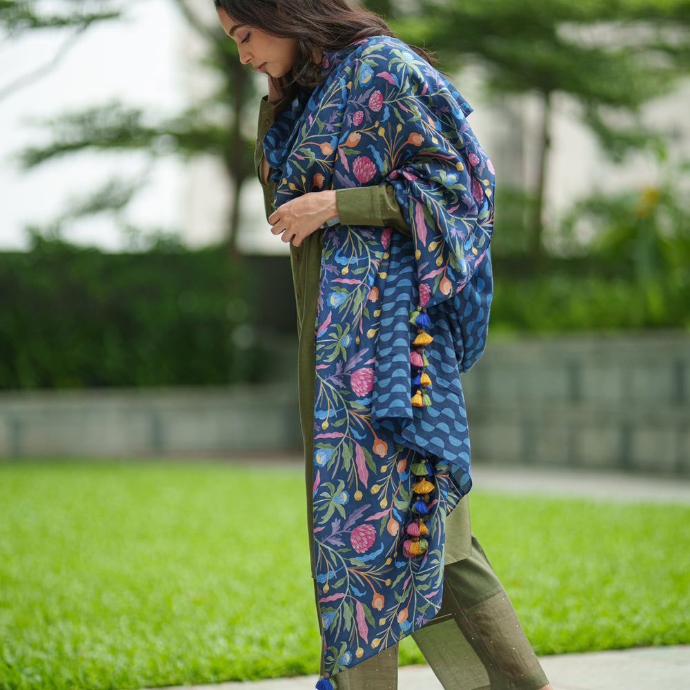LAVENDER KURTA SET olive blue
