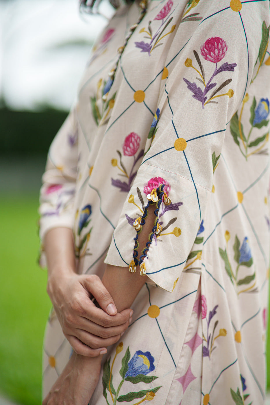 LILLY KURTA & PANT cream geo sparkle
