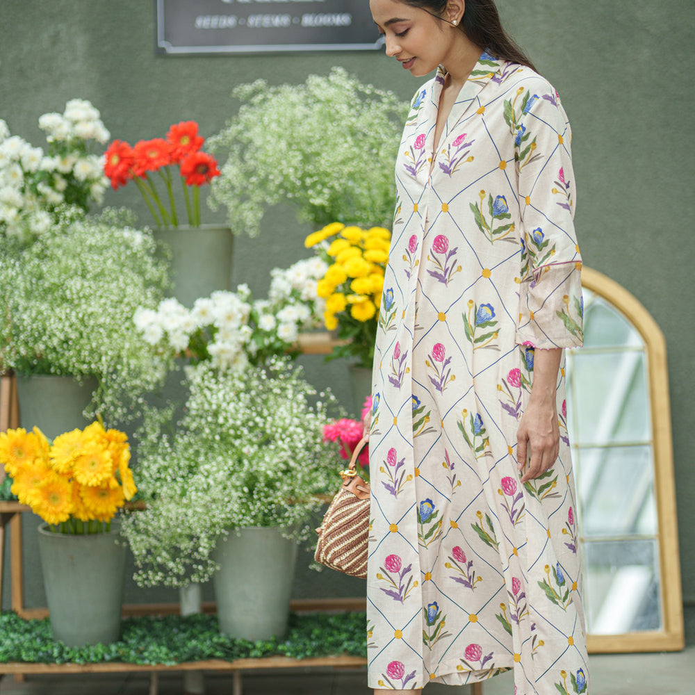 MOGRA DRESS cream geo