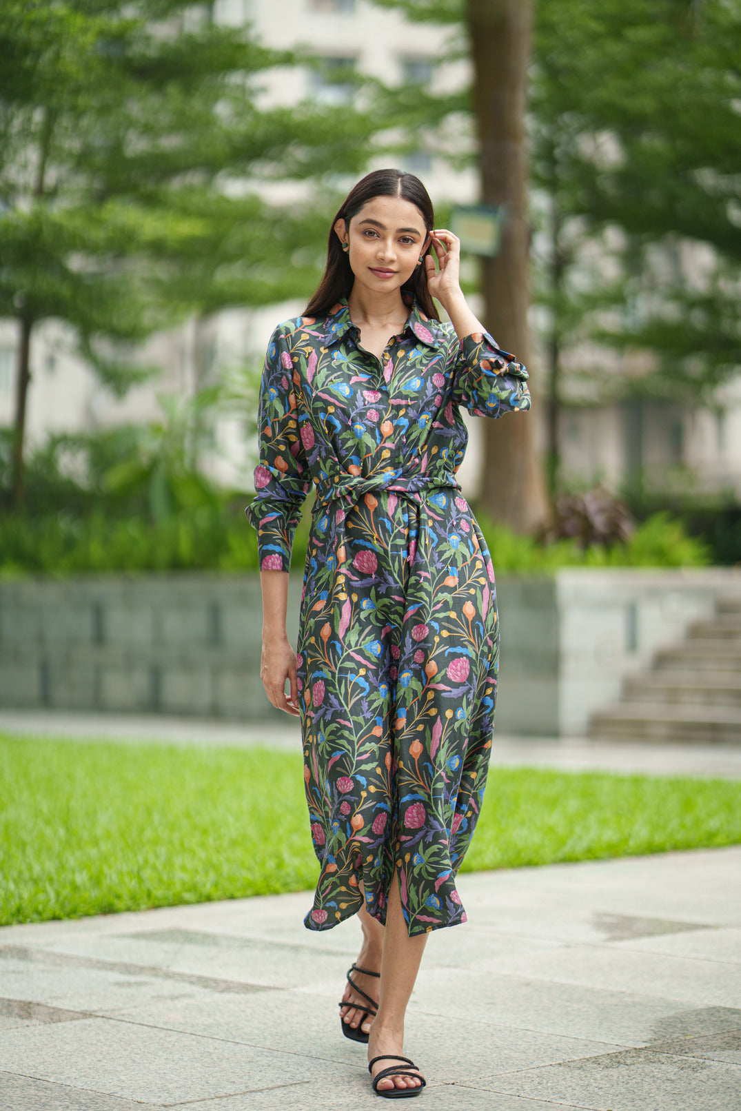 SILK TIE DRESS black jaal