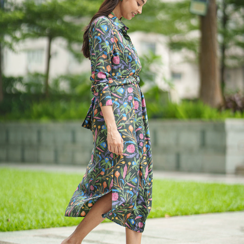 SILK TIE DRESS black jaal