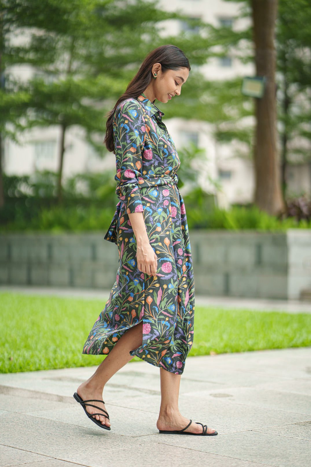 SILK TIE DRESS black jaal